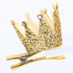 2020 Hot sell new glitter stereo child crown kids hair pin grip for baby girl