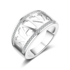 Fashion European Rose Gold Plated Cubic Zirconia Ring Pave Crystal Ring