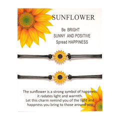 Amazon custom adjustable sunflower rope friendship bracelet woven for women men's with blessing card
