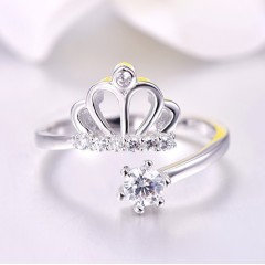Princess Crown Adjustable 18k White Gold Zirconia Crystal Cz Ring Princess Crown Adjustable 18k White Gold Zirconia Crystal Cz Ring