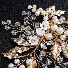 Hot crystal gold wedding jewelry women pearl bridal hair accessories combs