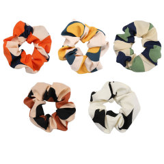 Fashion contrast color stitching temperament elastic hair ties for girls wash face