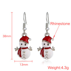 Hot sale fashion cute doll rhinestone women snowman christmas earrings
