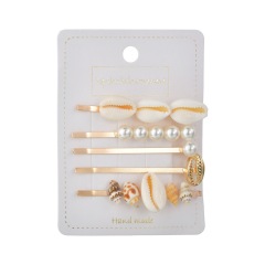 2019 Korean style retro colorful sea shell pearl barrettes cheveux princess hair clip set