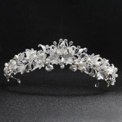 Handmade zircon crystal pearl beauty  flower  pageant  tiara crowns