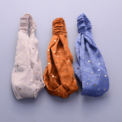 New Women brown Cross Knot wave Dot Headband Twisted Knotted Hair Bands