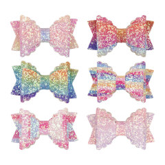 custom 3inch kids baby barrettes Girl korean rainbow colors glitter baby hair bows