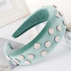 New Style Velvet Gemstone Headband Thickened Sponge Wide Hairband For women