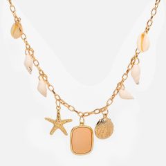 Cheap Amazon best seller fashion necklace multi layered gold ocean shell charm chocker necklace