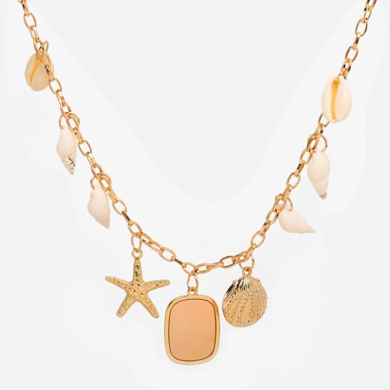 Cheap Amazon best seller fashion necklace multi layered gold ocean shell charm chocker necklace Cheap Amazon best seller fashion necklace multi layered gold ocean shell charm chocker necklace