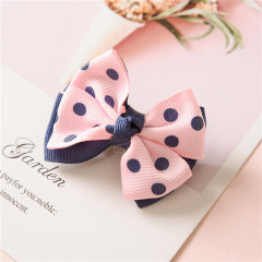 Korean fancy girls kids children's colorful fabric bow hair clips for baby