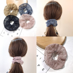 Fashionable bulk women hair accessories contracted and sweet big size elastic lace hair scrunchies