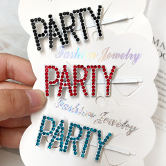 Custom wedding bride women girls rhinestone letter hair clips with words