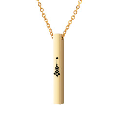 personalized amazon women laser engrave content silver gold stainless steel vertical bar necklace