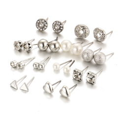 amazon vintage ins Bohemian women lady girls fashion gold silver round heart pearl stud earring zircon set amazon vintage ins Bohemian women lady girls fashion gold silver round heart pearl stud earring zircon set