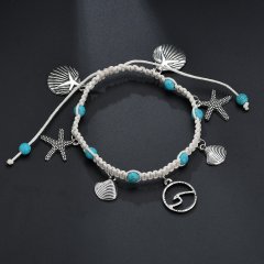 Hot sale jewelry sterling silver ankle bracelet sea shell silver anklets for ladies