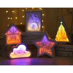 wholesale custom 3d frame Paper cut shadow led night Light lamp box for birthday gift