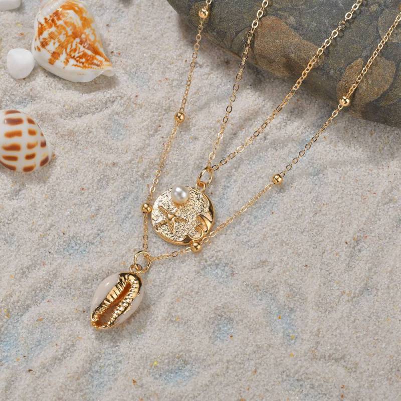 Handmade beautiful women beach holiday cowrie natural shell pendant necklace