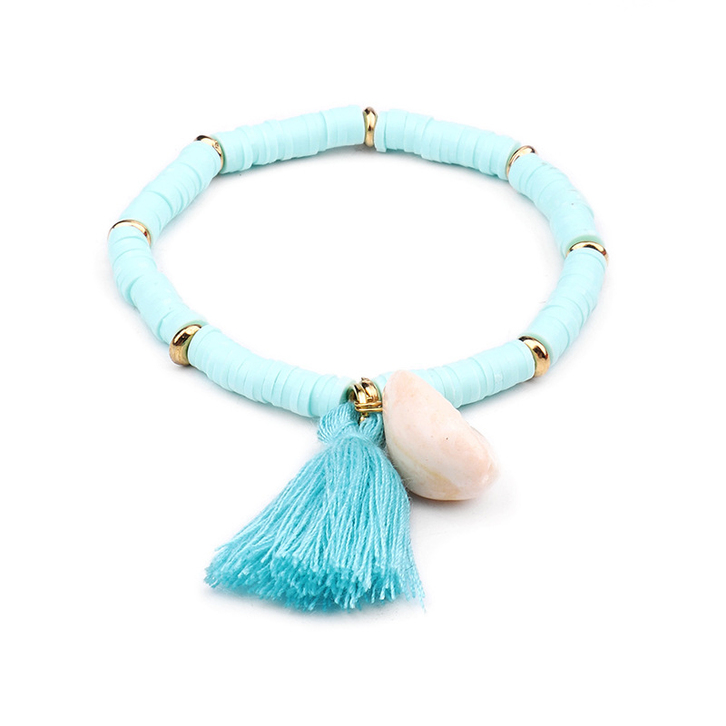 Fashion Colored Tassel Bracelet Bohemian Cowrie Seashell  Weave Bracelet