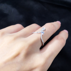 Irregular jewellery 925 sterling silver gold plated engagement moissanite ring