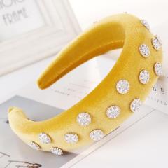 New Style Velvet Gemstone Headband Thickened Sponge Wide Hairband For women
