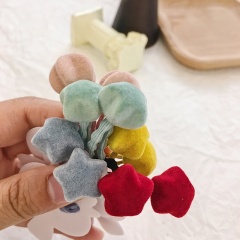 Korean new simple Mickeys rabbit love five-pointed star small rubber band plush solid color kids hair tie