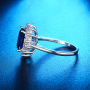 White Gold Plated Zirconia Prong Setting Round Cut Blue Sapphire Engagement Ring
