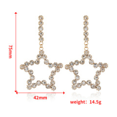 Wholesale fashion women drop pentagram rhinestone beauty crystal earring