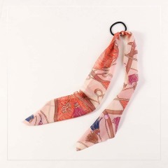New fashion girls leopard printed elastic long ribbon hair bands for women