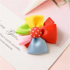 Korean fancy girls kids children's colorful fabric bow hair clips for baby