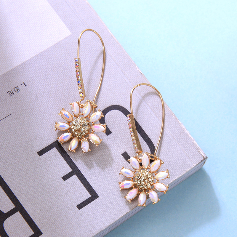 India 2019 trending product silver gold acrylic flower hoop earrings