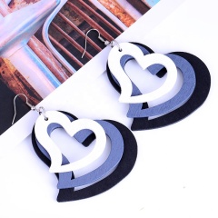 New design handmade wood hook heart love shape dangling tragus earrings jewelry