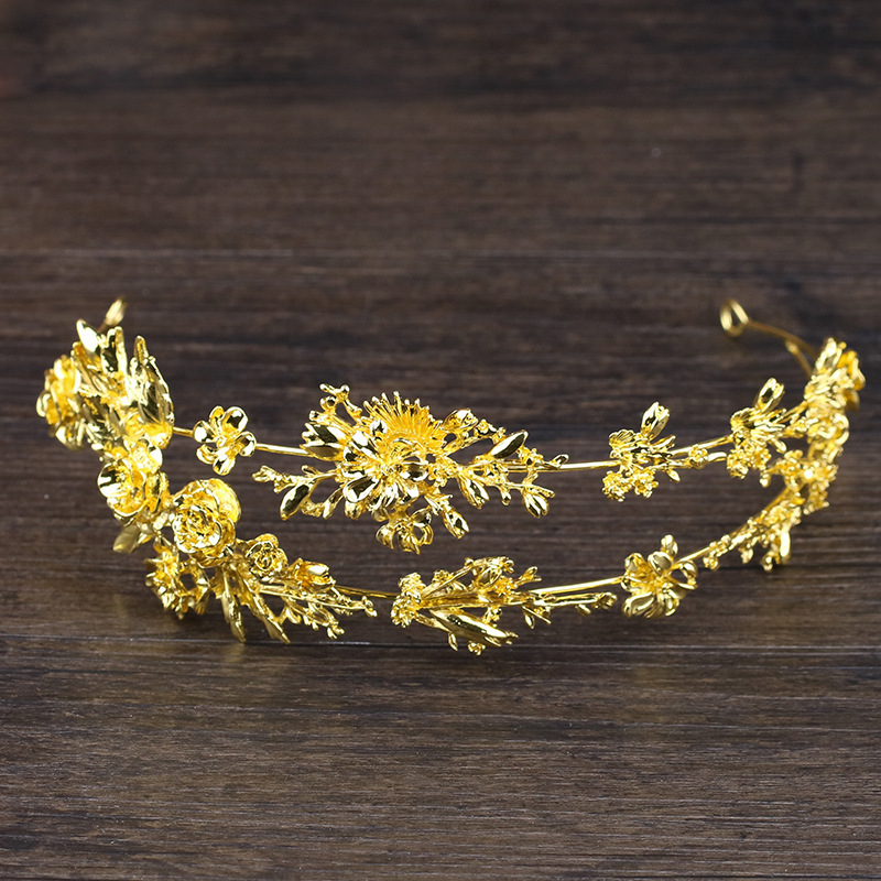 Wholesale OEM Rhinestone gold Wedding hair band for bridal