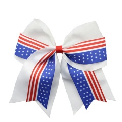 8 inch flag swallowtail hair bow tie sublimation elastic ribbon for hair ties for girls