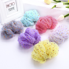 wholesale polka dot pleated cute lady silk yarn organza hair clip for girls