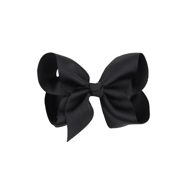 Solid color 10cm hair ornament rib child bow hairpin hair tie metal pom pom hair tie