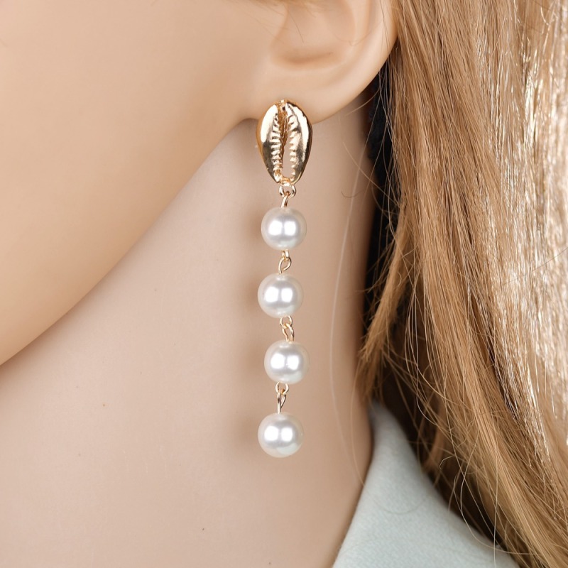 2019 American fashion jewelry for women elegant white pearl drop simple earrings