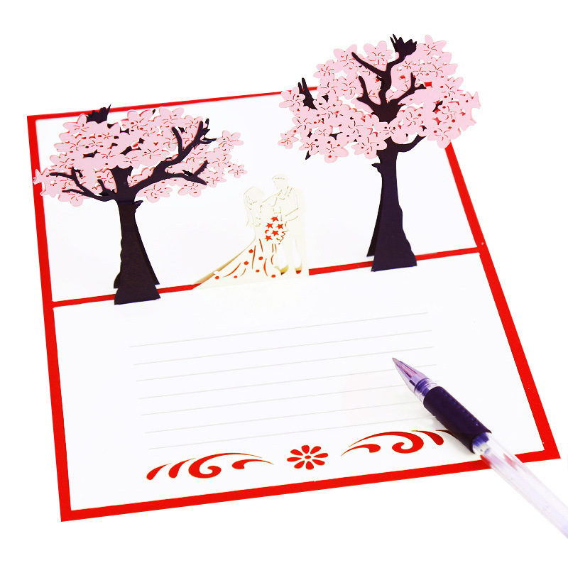 custom Promotional laser cutting handmade 3d pop up card love