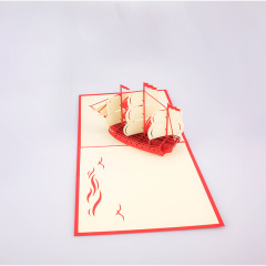 2019 custom handmade Blessing boating 3d gift pop up greeting card for new year christmas