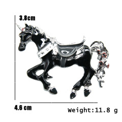 Wholesale Women Fashon Vintage alloy black horse unicorn brooches for suit