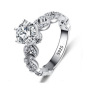 Crystal Finger Ring Brass Plated Silver Color Cubic Zirconia Ring For Wedding Party