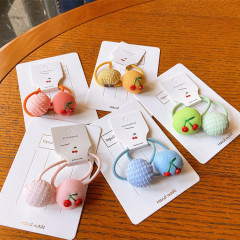 New Korean children's hair accessories candy color embroidery flowers ball elastic hair ring for little girl