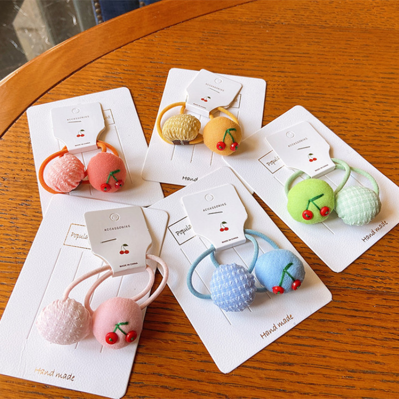 New Korean children's hair accessories candy color embroidery flowers ball elastic hair ring for little girl