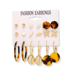 fashion best sell wish amazon korean women ladi jewelry earrings set ocean hoop drop shell earring