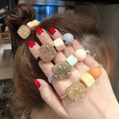 Korean girl ins sweet lady diamond rhinestone neon color hair tie for girls for sale