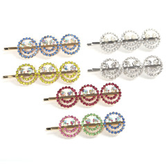 Fashion customized wedding bridal smile face colorful crystal hair pins for women Fashion customized wedding bridal smile face colorful crystal hair pins for women