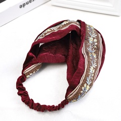 New multicolor retro embroidery beauty hairdresser accessories elastic hair band