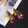 amazon ins custom fashion Boho style long suede leather colorful statement leather tassel earrings amazon ins custom fashion Boho style long suede leather colorful statement leather tassel earrings