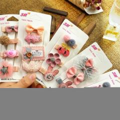 Amazon hot flower rabbit pattern hairpin bow princess hair clip set for kid
