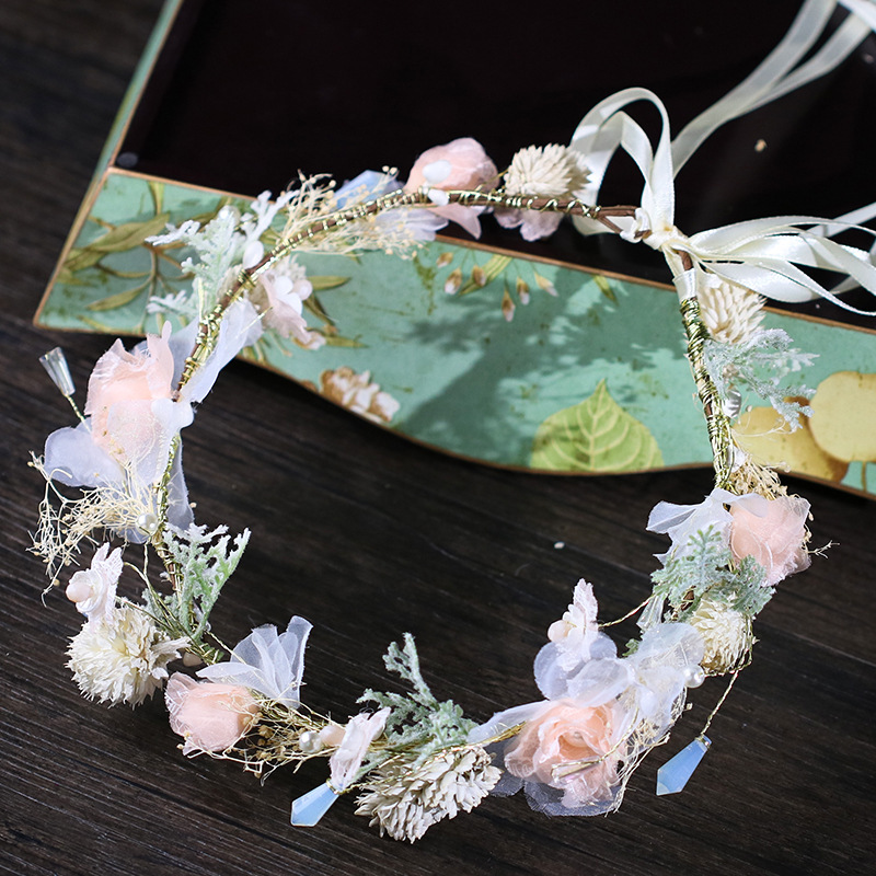Wholesale korea Rhinestone gold bridal flower floral wedding garland